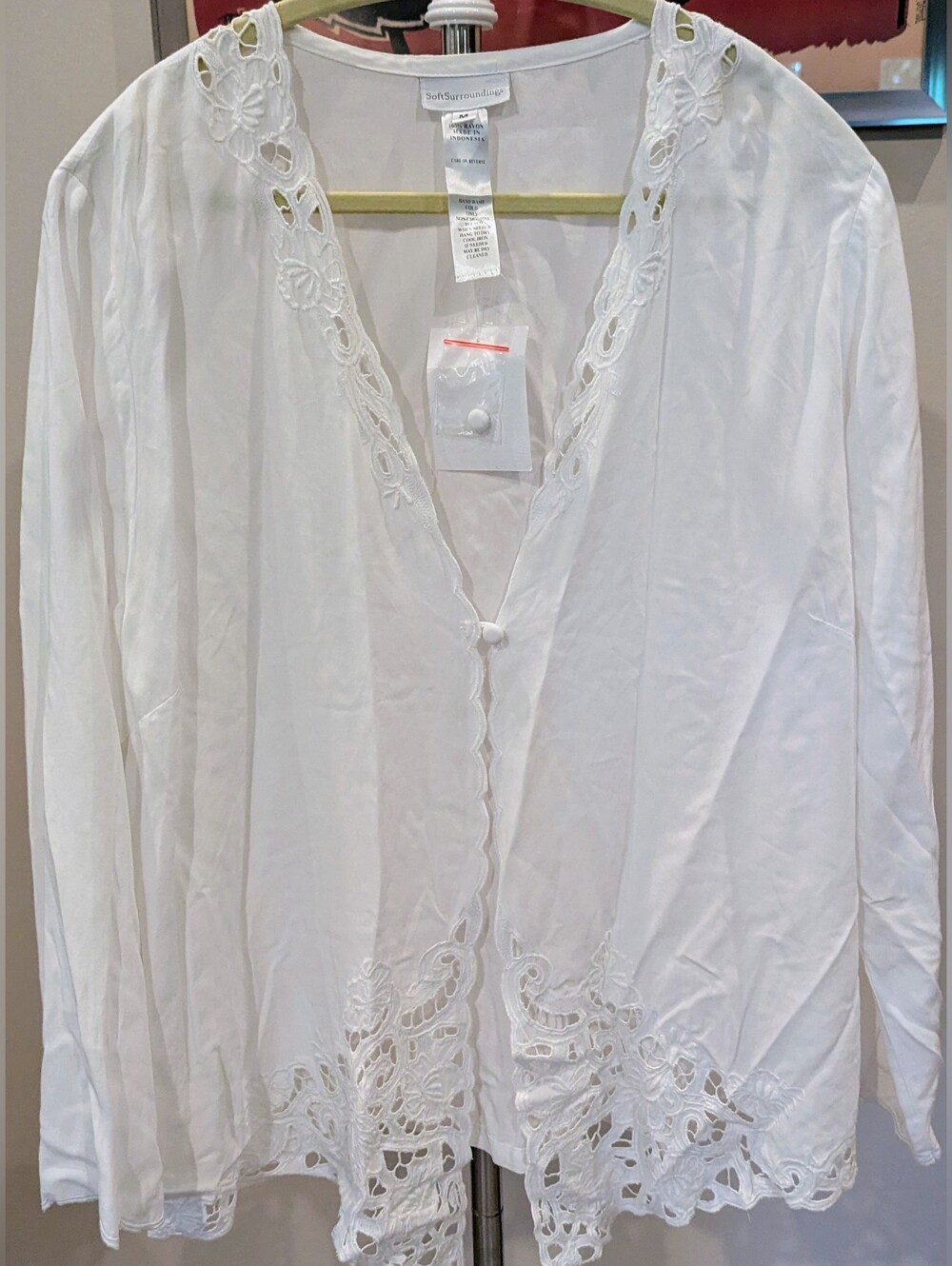 Soft Surroundings Half Moon Bay Embroidered Lace Blouse